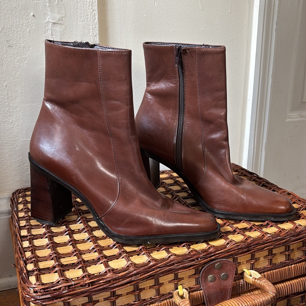Elegant Brown Leather Ankle Boots